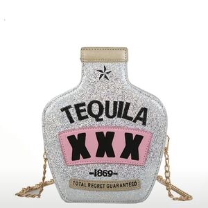 Sparkling Silver Tequila Crossbody Bag
